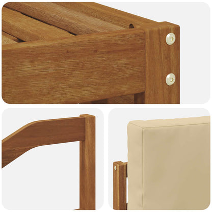 Set divani 4 pcs Naturale e Beige Legno di Acacia Massello