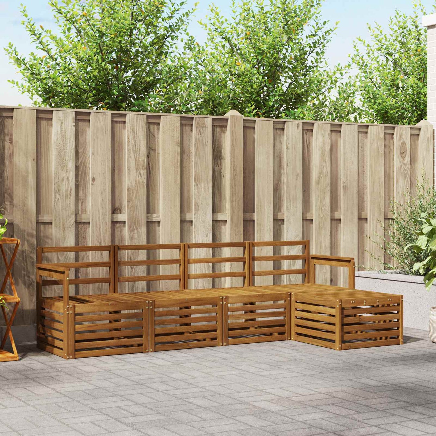 Set divani 5 pcs Naturale Legno di Acacia Massello