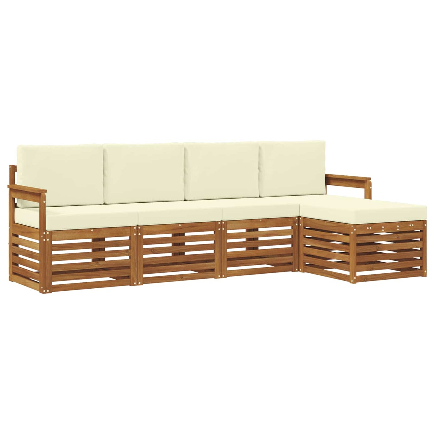 Set divani 5 pcs Naturale e Crema Legno di Acacia Massello