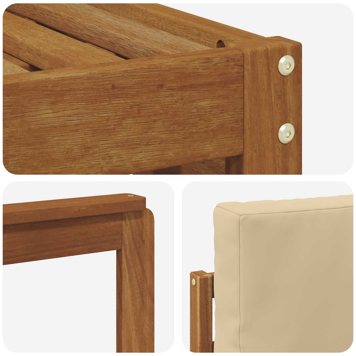 Set divani 5 pcs Naturale e Beige Legno di Acacia Massello