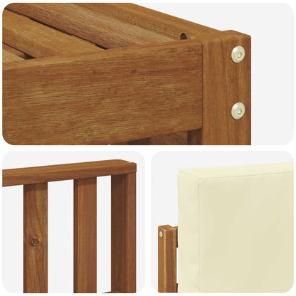 Set divani 5 pcs Naturale e Crema Legno di Acacia Massello
