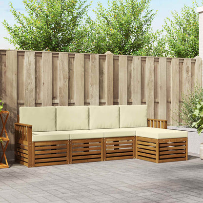 Set divani 5 pcs Naturale e Crema Legno di Acacia Massello
