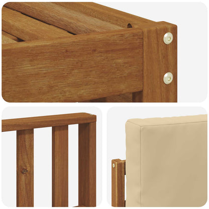 Set divani 5 pcs Naturale e Beige Legno di Acacia Massello