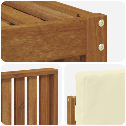 Set divani 5 pcs Naturale e Crema Legno di Acacia Massello