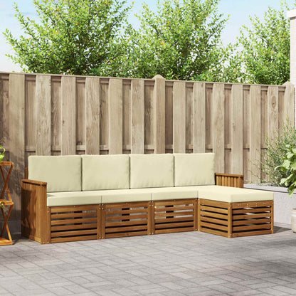 Set divani 5 pcs Naturale e Crema Legno di Acacia Massello