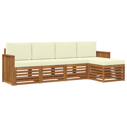 Set divani 5 pcs Naturale e Crema Legno di Acacia Massello