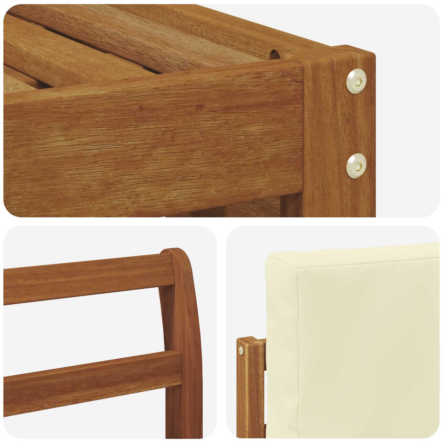 Set divani 5 pcs Naturale e Crema Legno di Acacia Massello