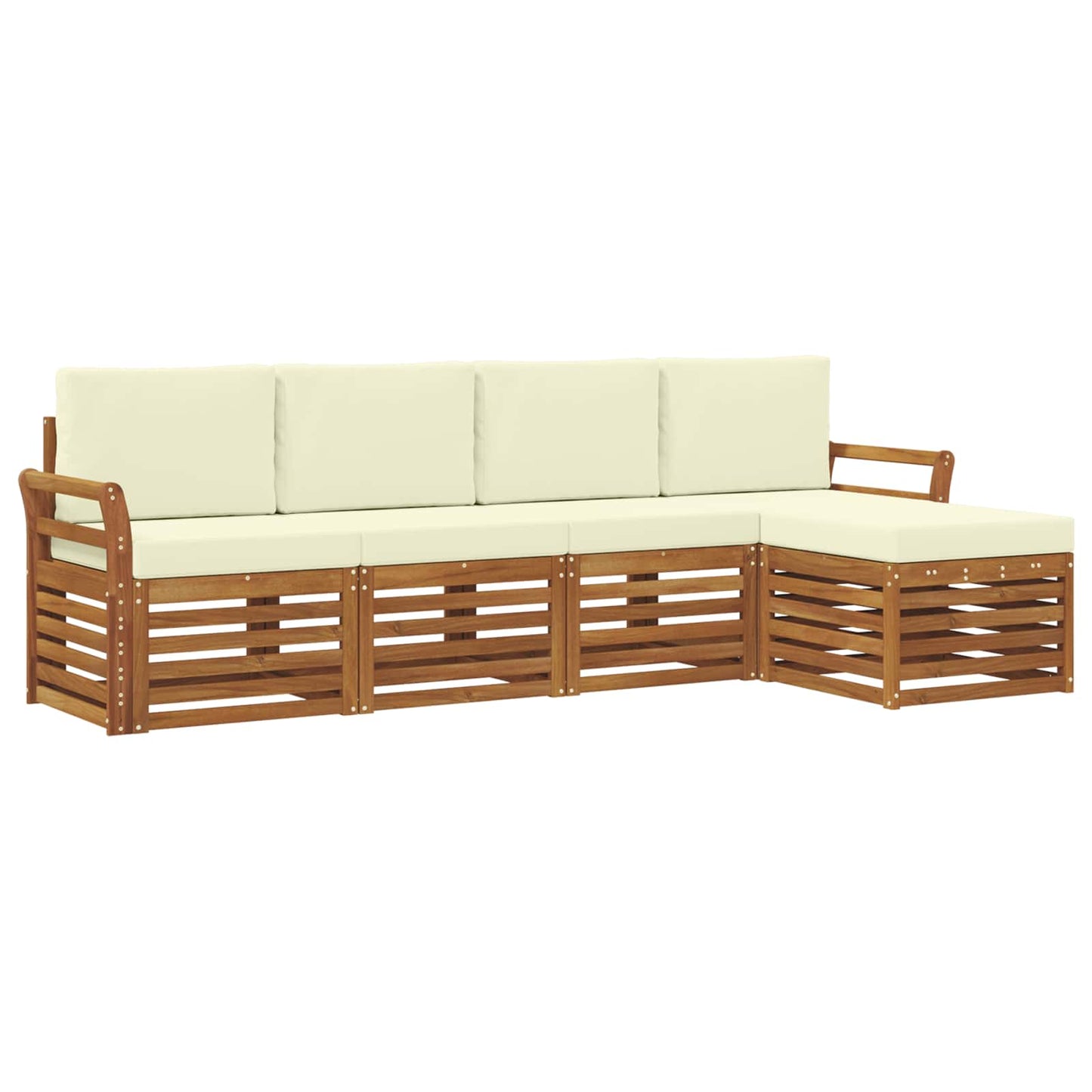 Set divani 5 pcs Naturale e Crema Legno di Acacia Massello