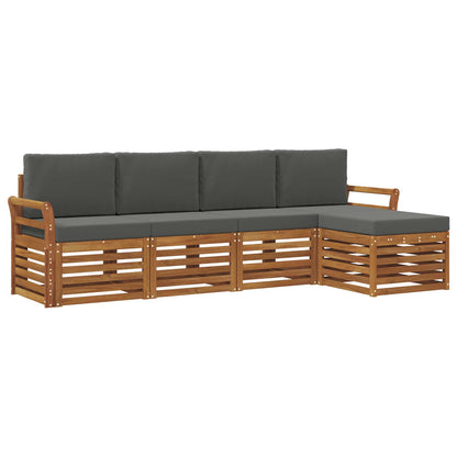 Set divani 5 pcs Naturale e Antracite Legno di Acacia Massello