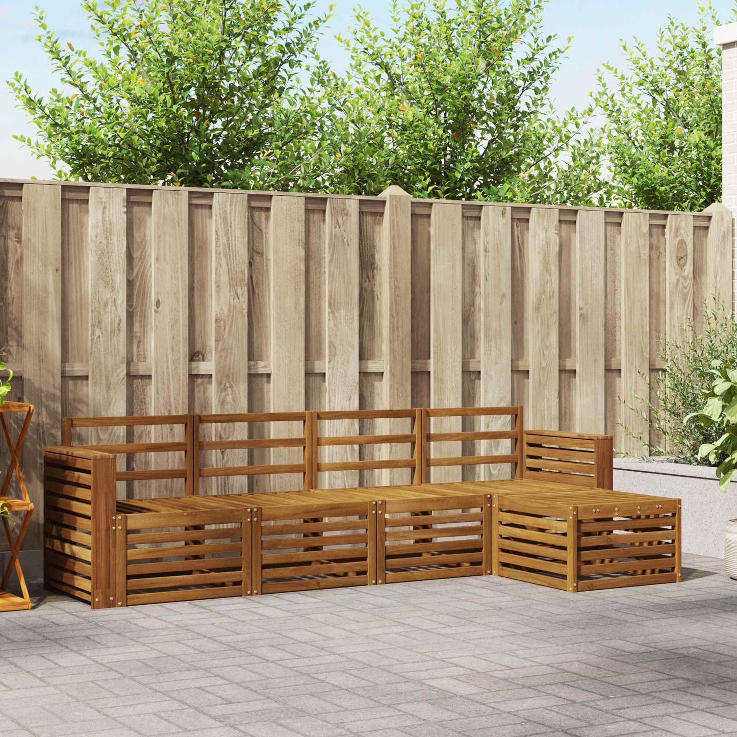 Set divani 5 pcs Naturale Legno di Acacia Massello