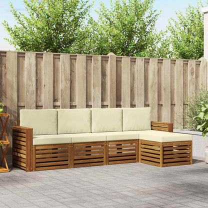 Set divani 5 pcs Naturale e Crema Legno di Acacia Massello