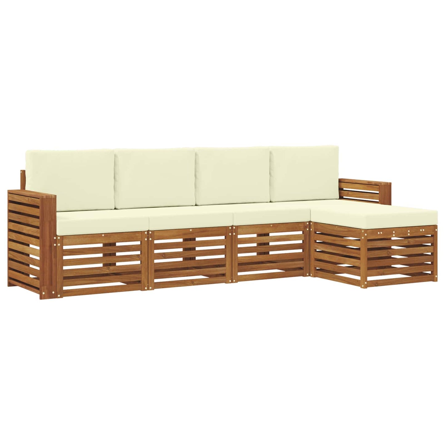Set divani 5 pcs Naturale e Crema Legno di Acacia Massello