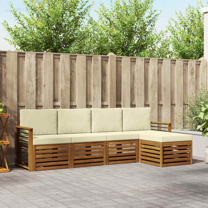 Set divani 5 pcs Naturale e Crema Legno di Acacia Massello