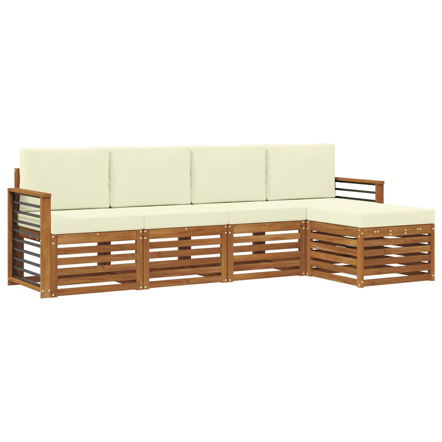 Set divani 5 pcs Naturale e Crema Legno di Acacia Massello