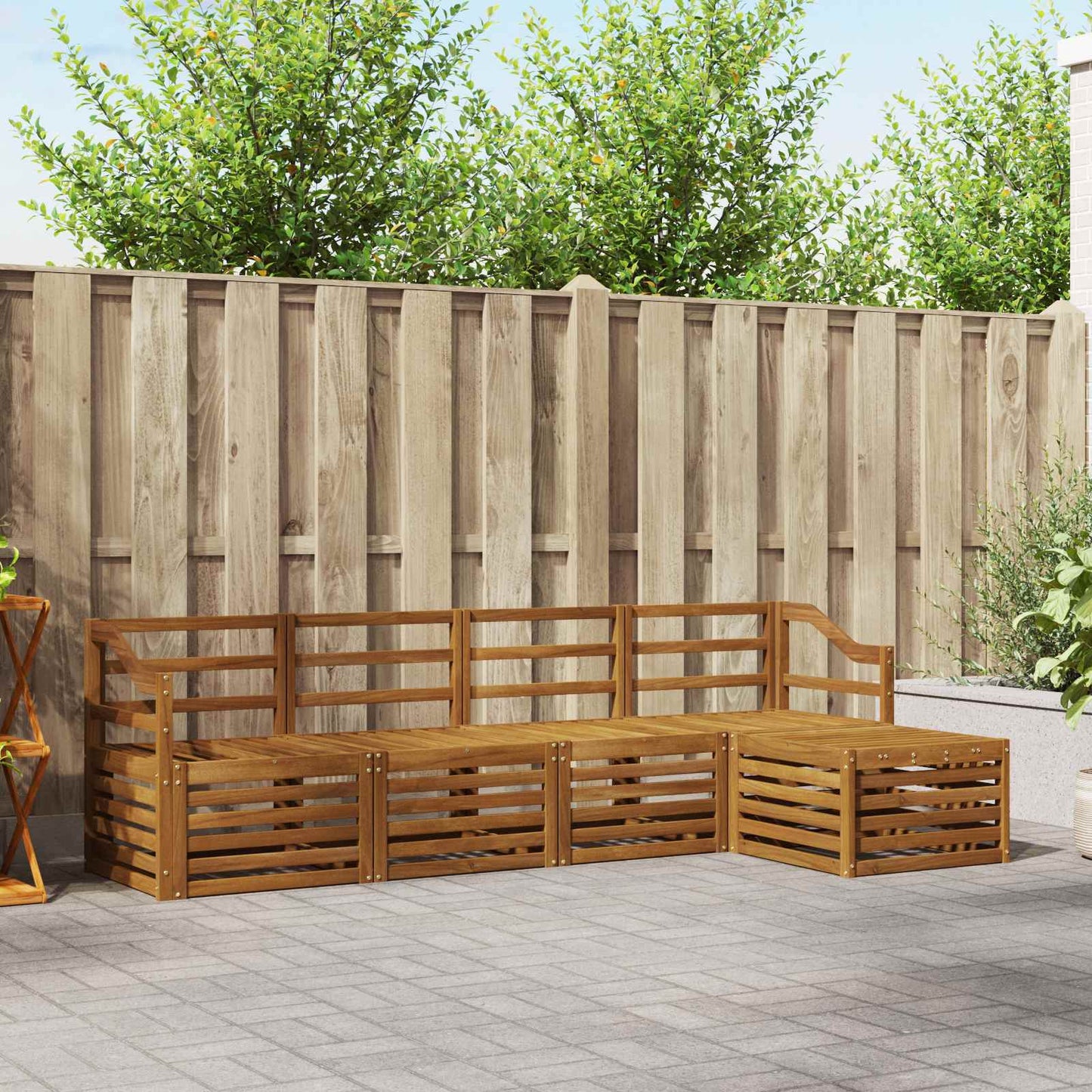 Set divani 5 pcs Naturale Legno di Acacia Massello