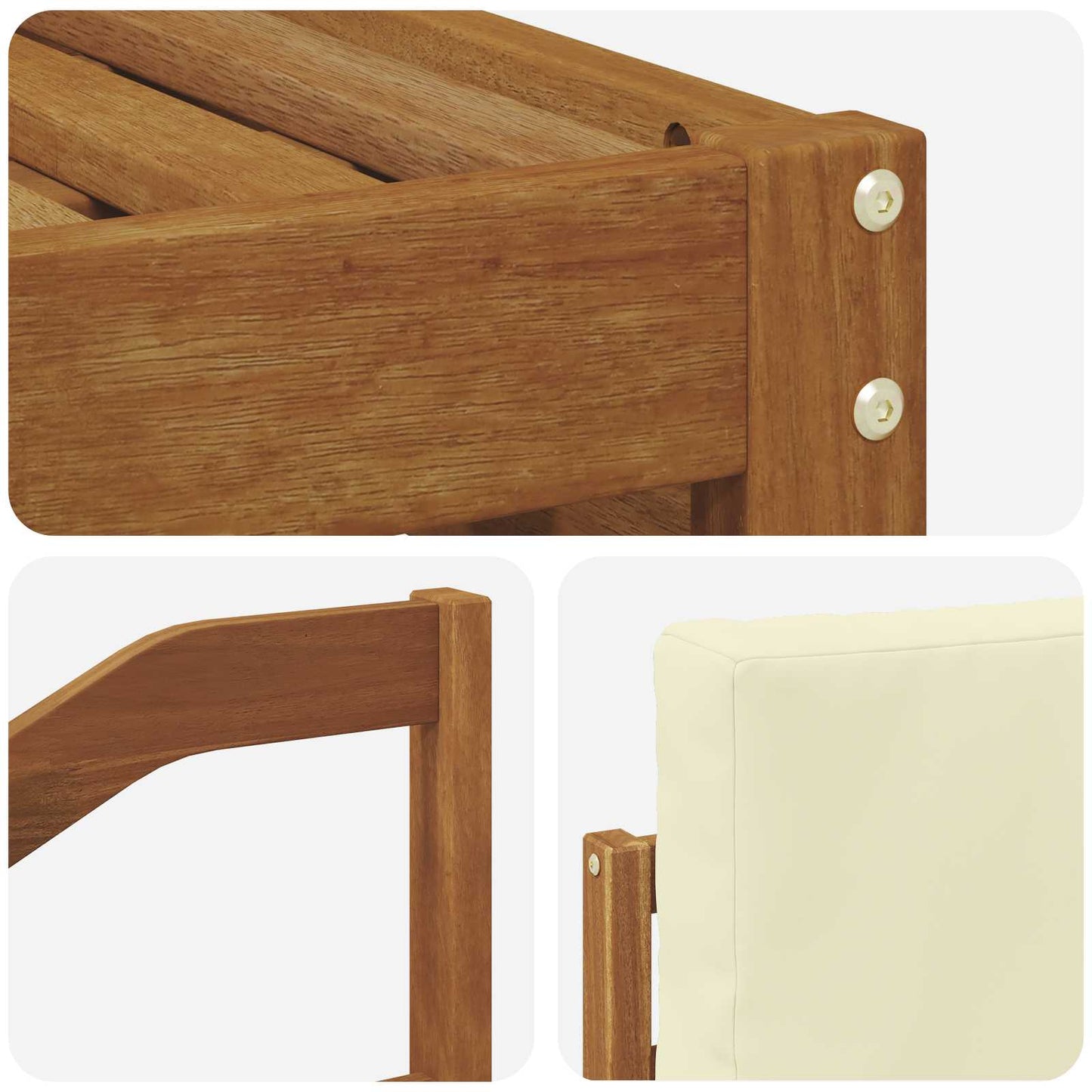 Set divani 5 pcs Naturale e Crema Legno di Acacia Massello