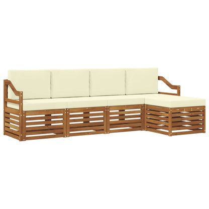 Set divani 5 pcs Naturale e Crema Legno di Acacia Massello