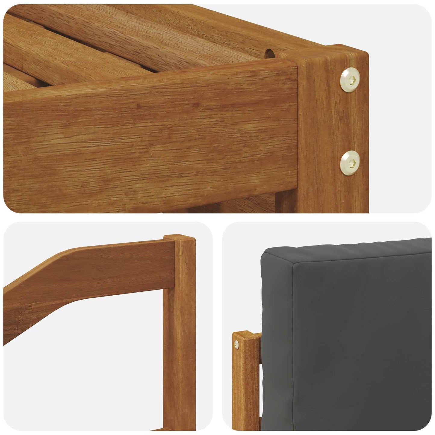 Set divani 5 pcs Naturale e Antracite Legno di Acacia Massello