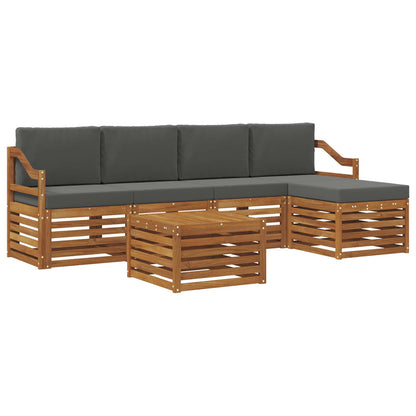 Set divani 6 pcs Naturale e Antracite Legno di Acacia Massello