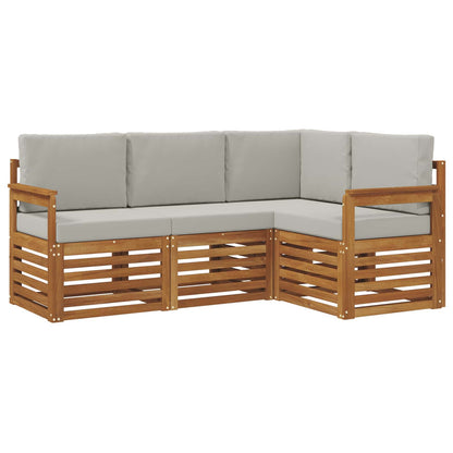 Set divani con cuscino 4 pcs Grigio Naturale e Chiaro