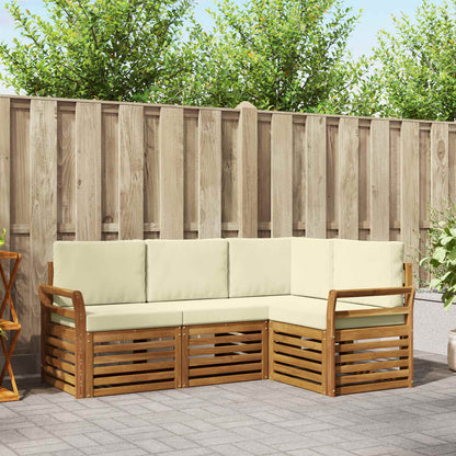 Set divani 4 pcs Naturale e Crema Legno di Acacia Massello