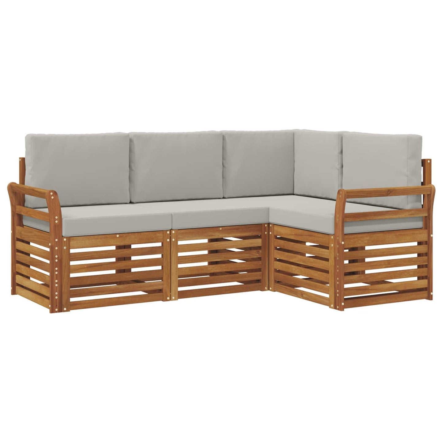 Set divani con cuscino 4 pcs Grigio Naturale e Chiaro