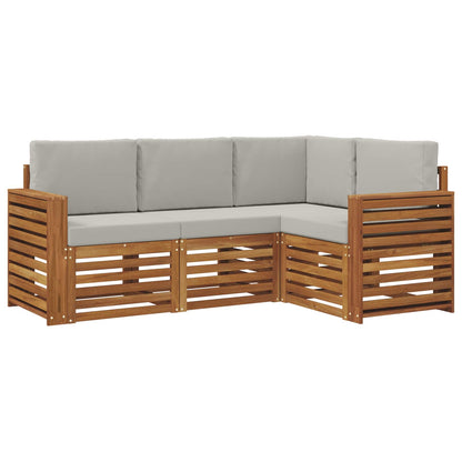 Set divani con cuscino 4 pcs Grigio Naturale e Chiaro