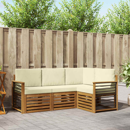 Set divani 4 pcs Naturale e Crema Legno di Acacia Massello