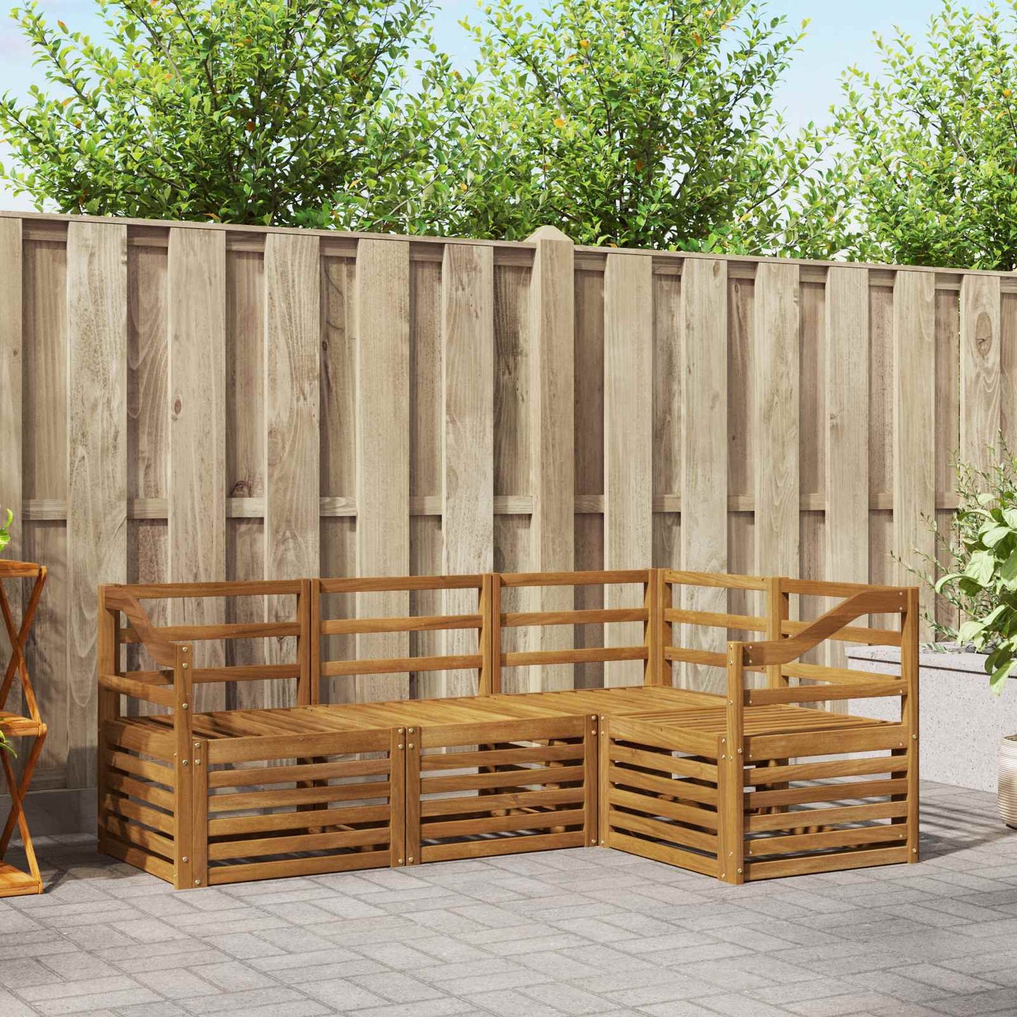 Set divani 4 pcs Naturale Legno di Acacia Massello
