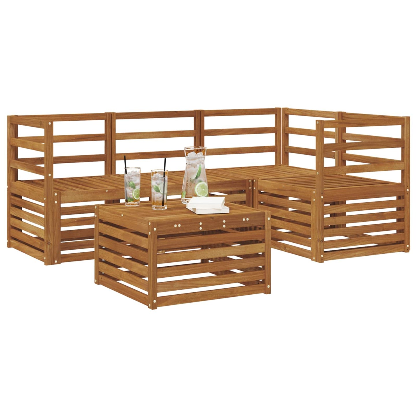 Set divani 5 pcs Naturale Legno di Acacia Massello