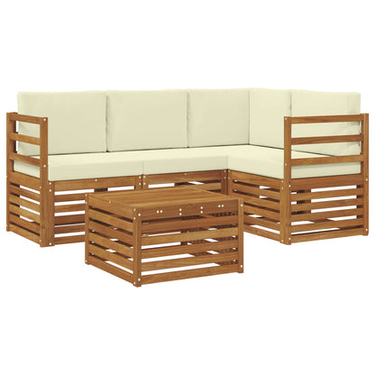 Set divani 5 pcs Naturale e Crema Legno di Acacia Massello