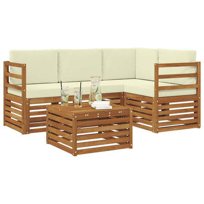 Set divani 5 pcs Naturale e Crema Legno di Acacia Massello