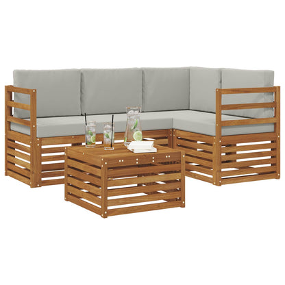 Set divani con cuscino 5 pcs Grigio Naturale e Chiaro