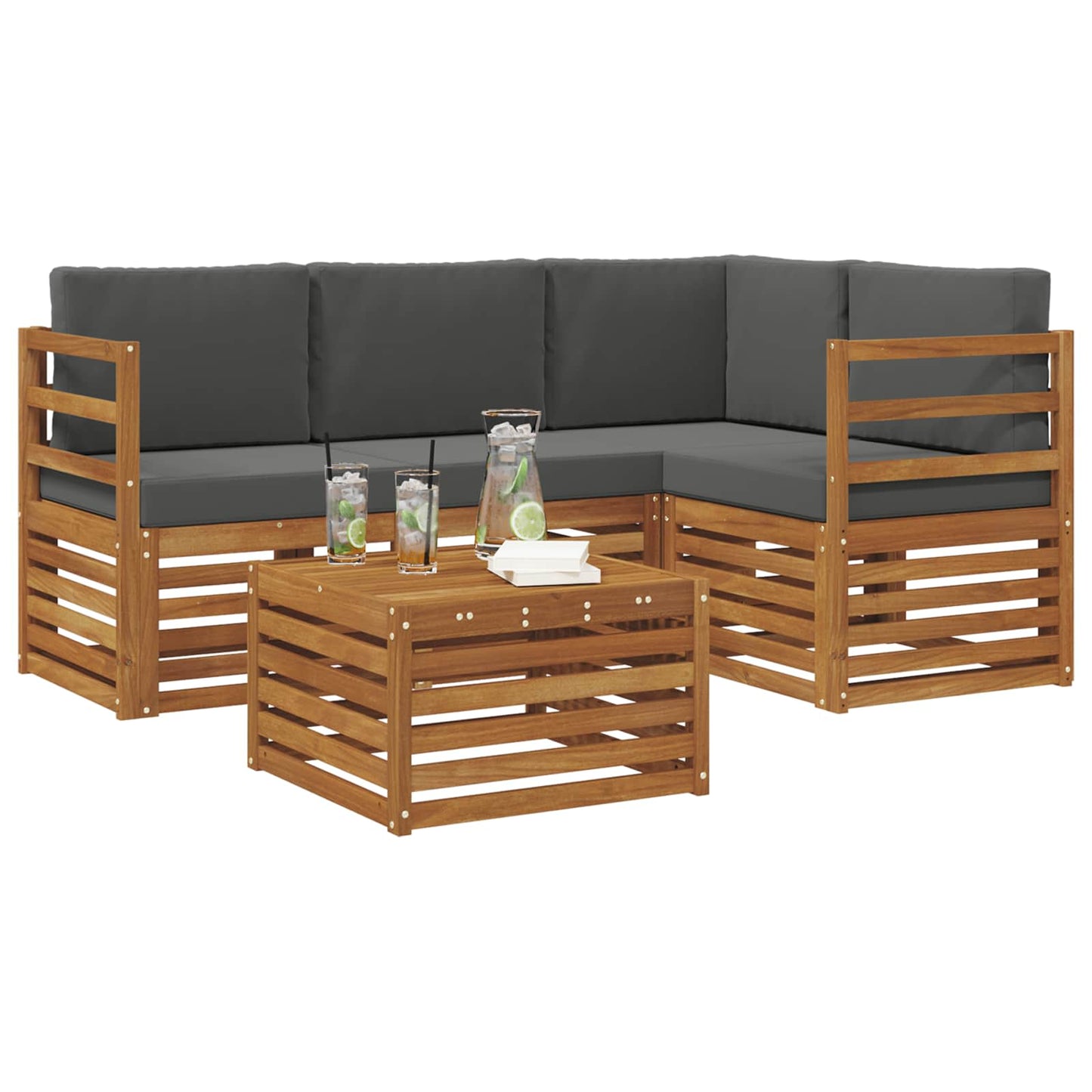 Set di Mobili 5 pcs Naturale e Antracite Legno multistrato