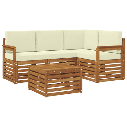 Set divani 5 pcs Naturale e Crema Legno di Acacia Massello