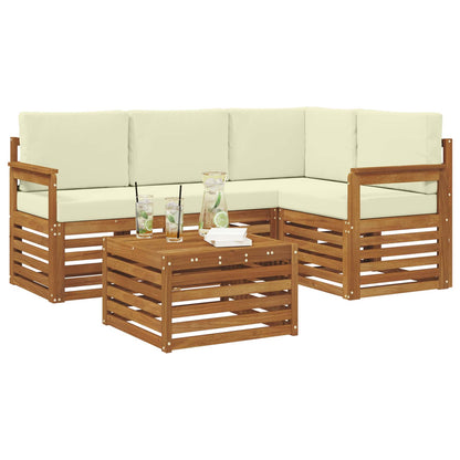 Set divani 5 pcs Naturale e Crema Legno di Acacia Massello