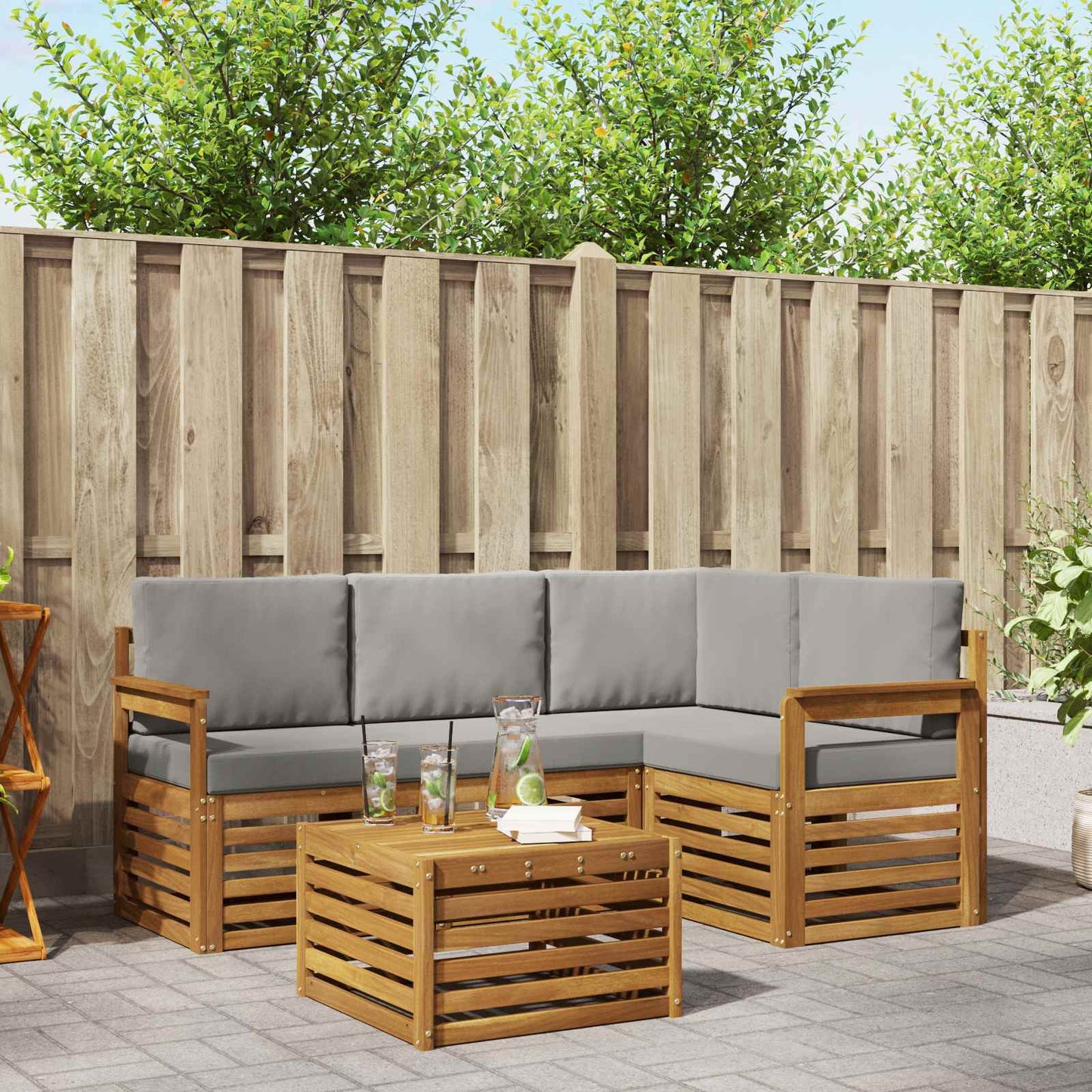 Set di Mobili 5 pcs Grigio Naturale e Chiaro Legno multistrato