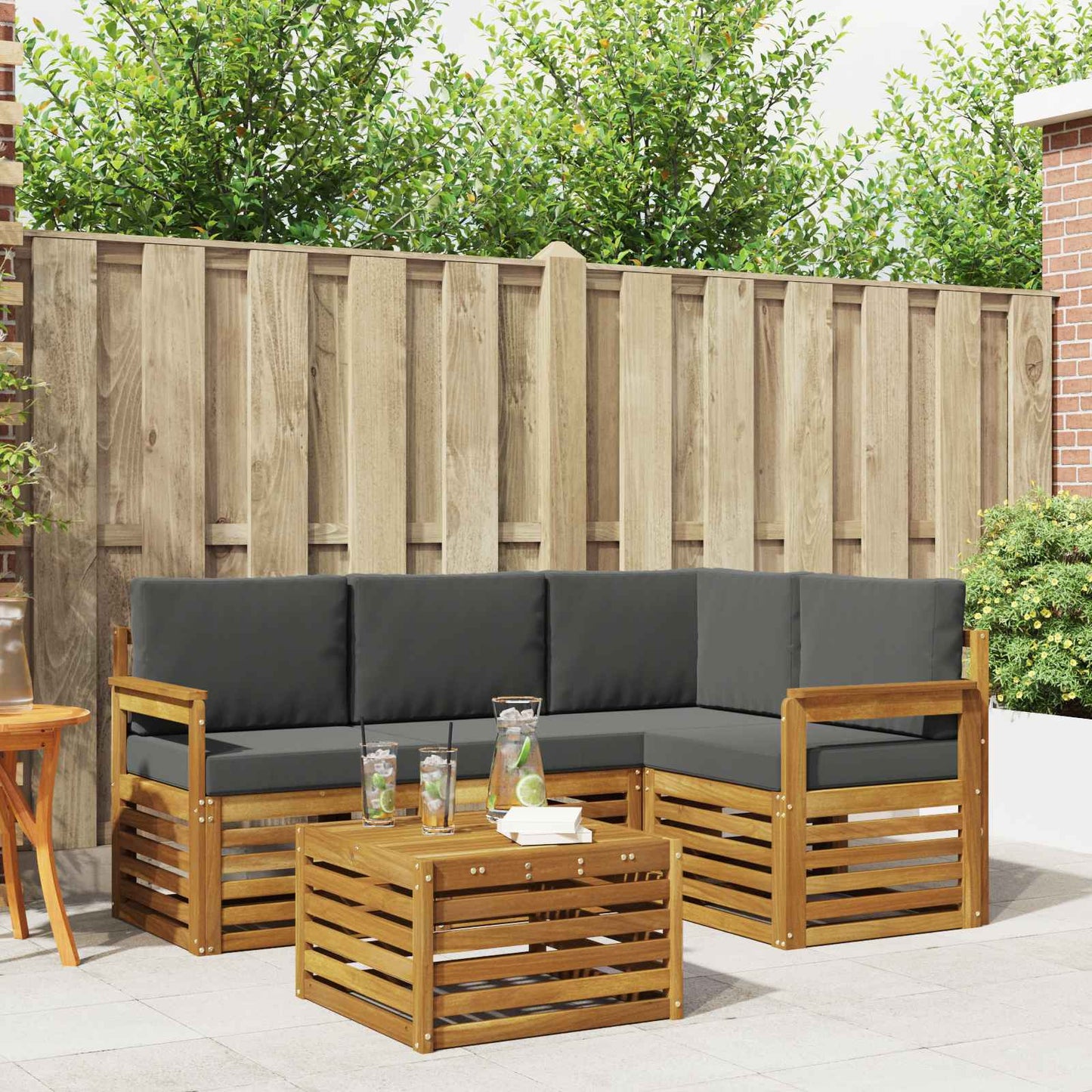 Set di Mobili 5 pcs Naturale e Antracite Legno multistrato
