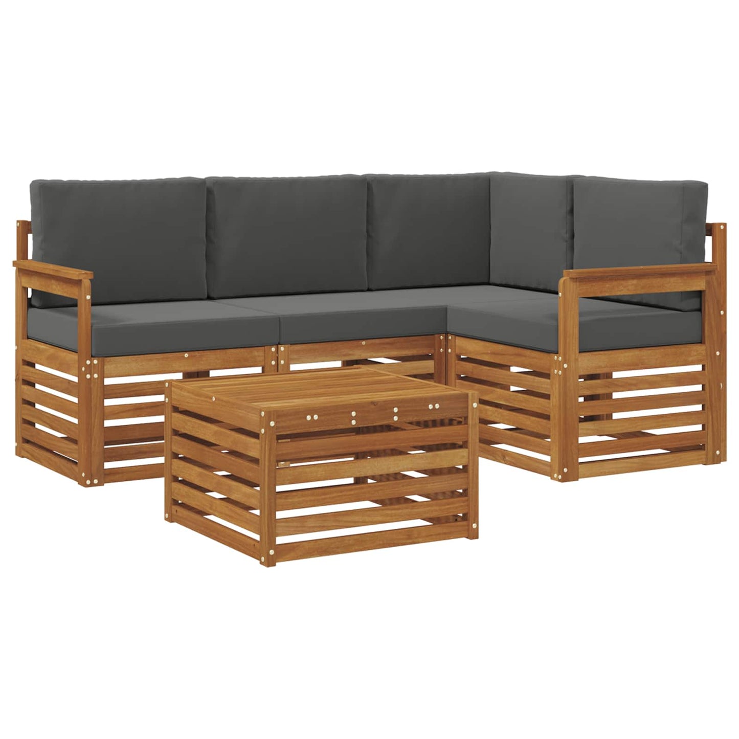 Set di Mobili 5 pcs Naturale e Antracite Legno multistrato