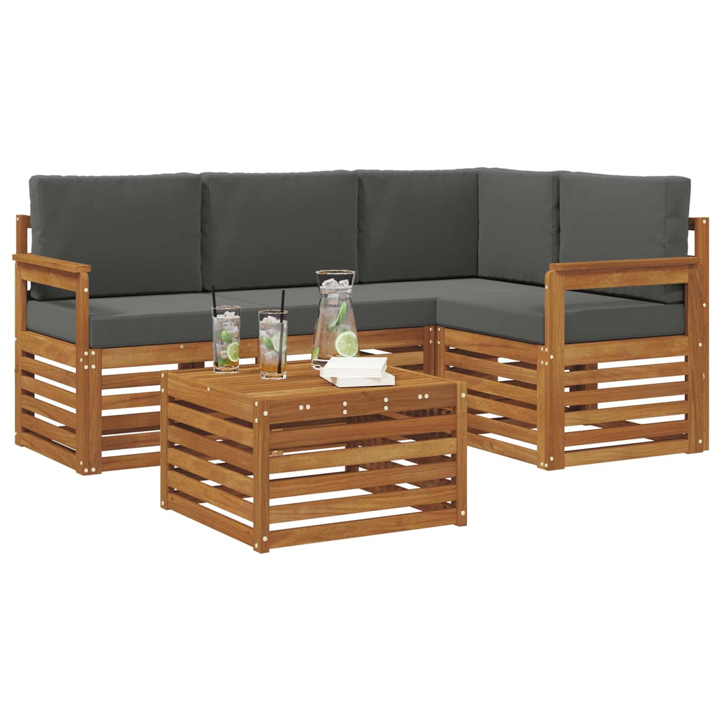 Set di Mobili 5 pcs Naturale e Antracite Legno multistrato