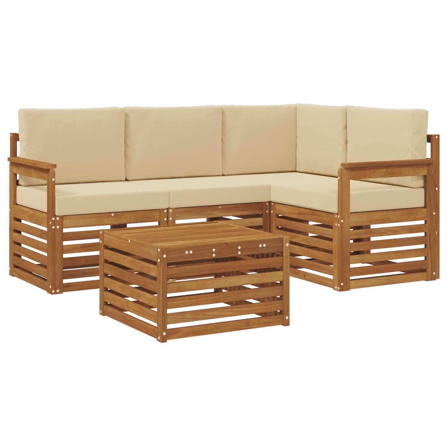 Set di Mobili 5 pcs Naturale e Beige Legno multistrato