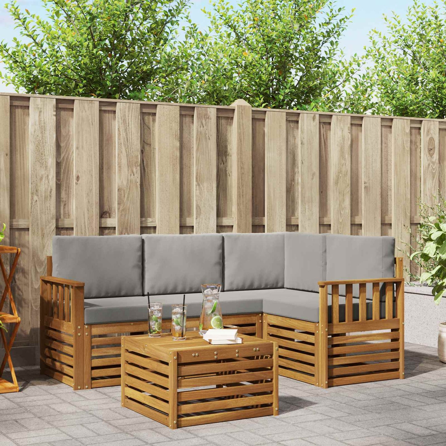 Set di Mobili 5 pcs Grigio Naturale e Chiaro Legno multistrato