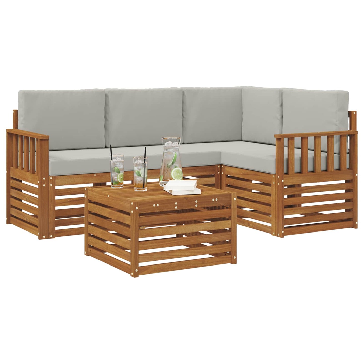 Set di Mobili 5 pcs Grigio Naturale e Chiaro Legno multistrato