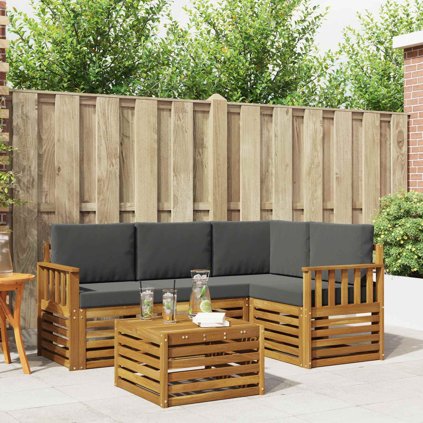Set di Mobili 5 pcs Naturale e Antracite Legno multistrato