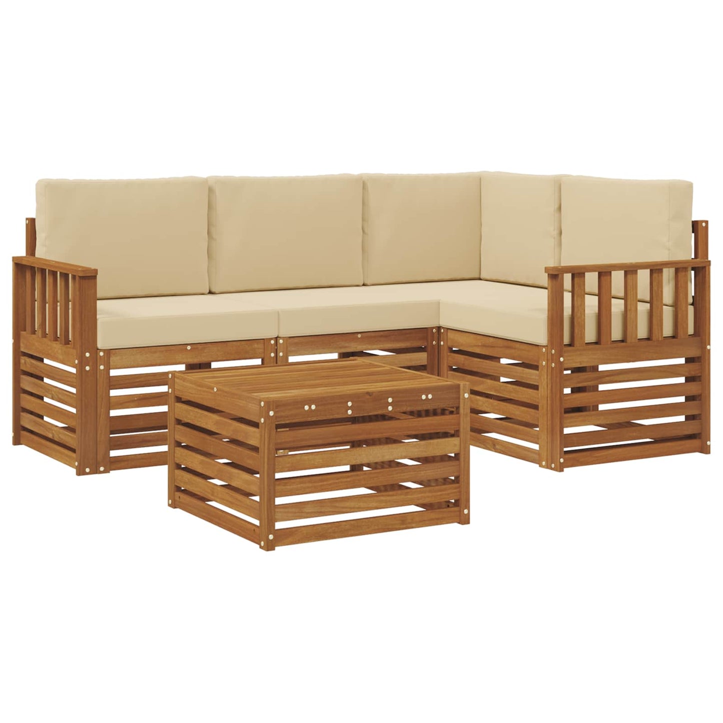 Set di Mobili 5 pcs Naturale e Beige Legno multistrato