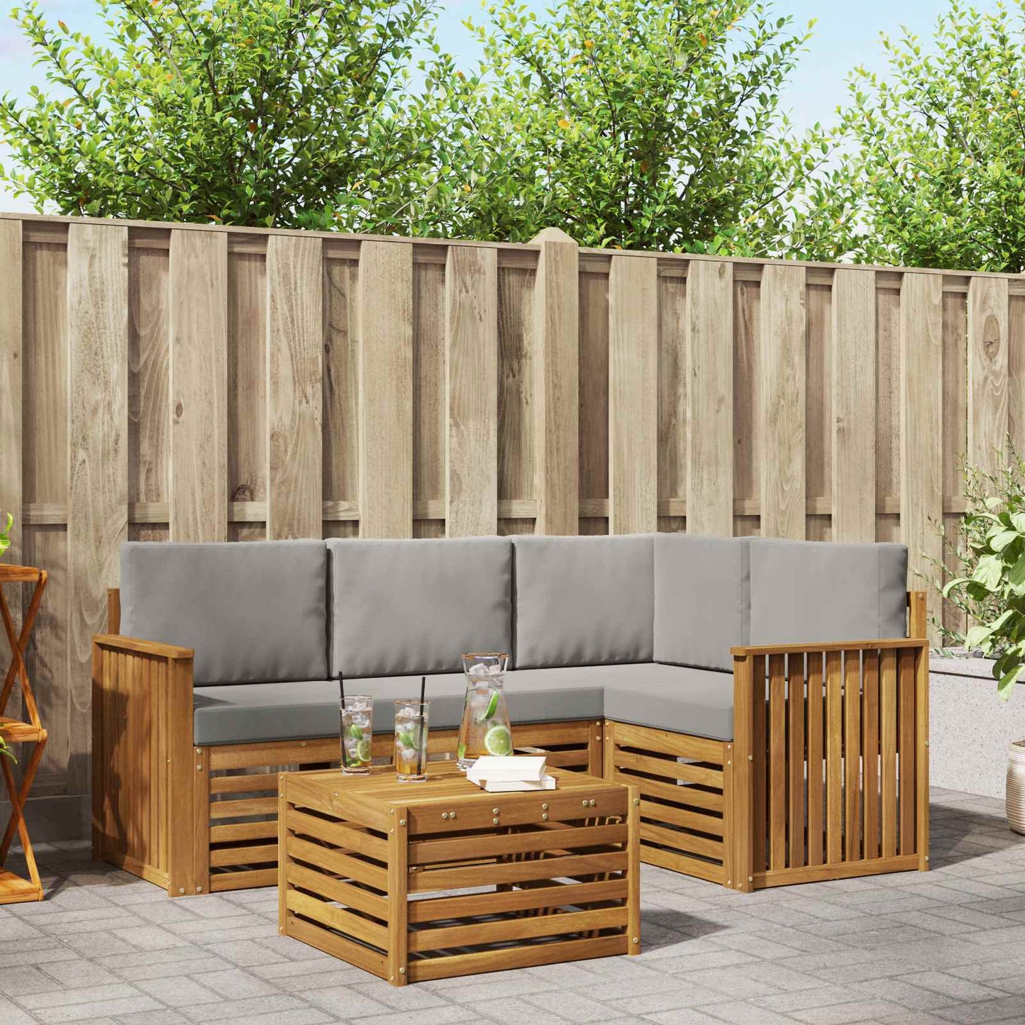 Set di Mobili 5 pcs Grigio Naturale e Chiaro Legno multistrato