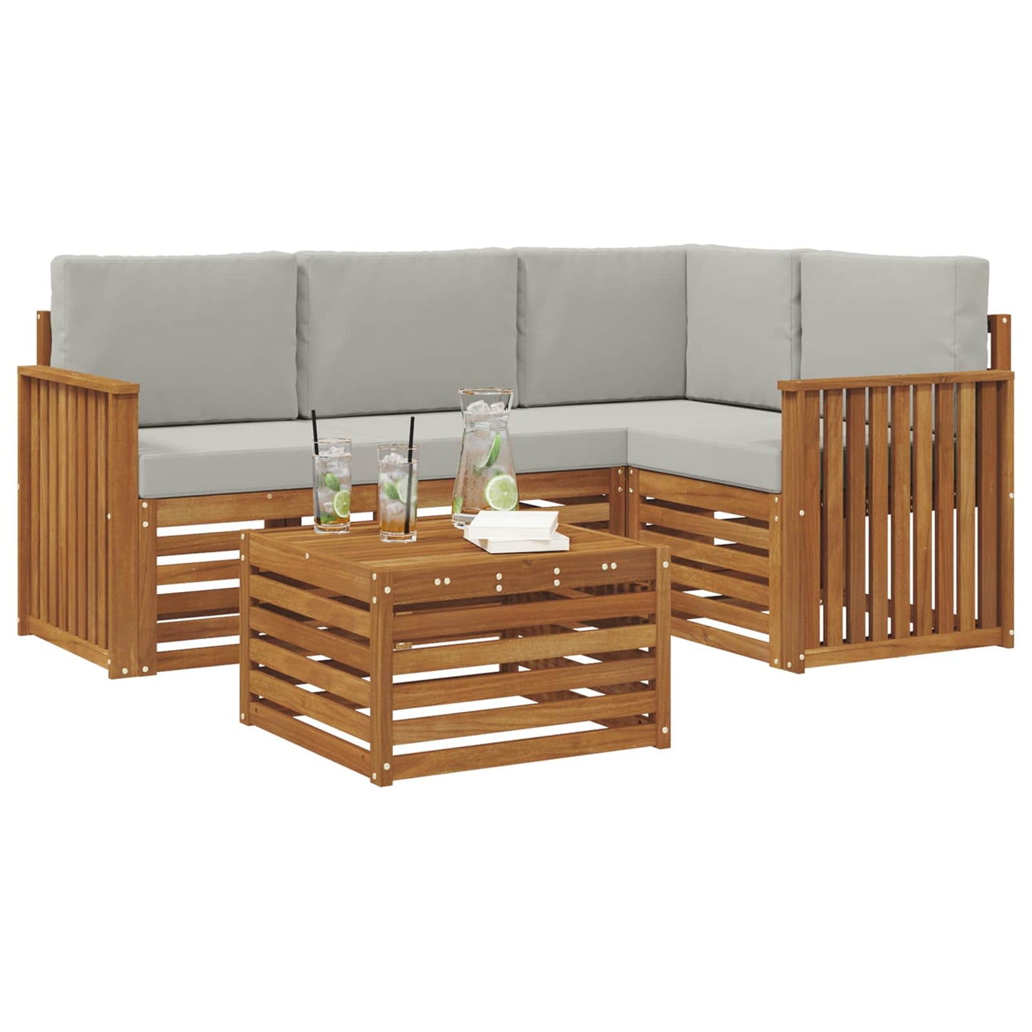 Set di Mobili 5 pcs Grigio Naturale e Chiaro Legno multistrato