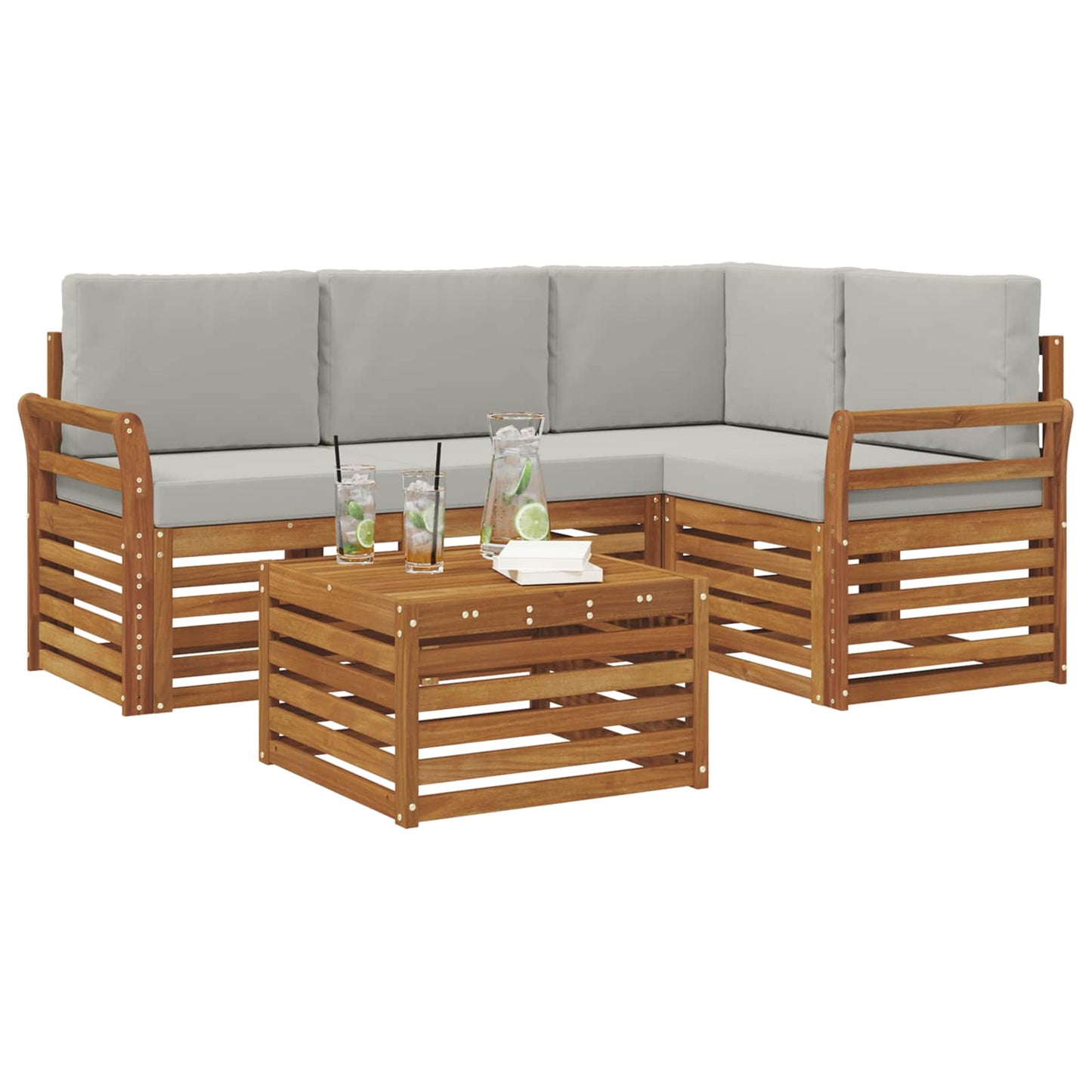 Set di Mobili 5 pcs Grigio Naturale e Chiaro Legno multistrato