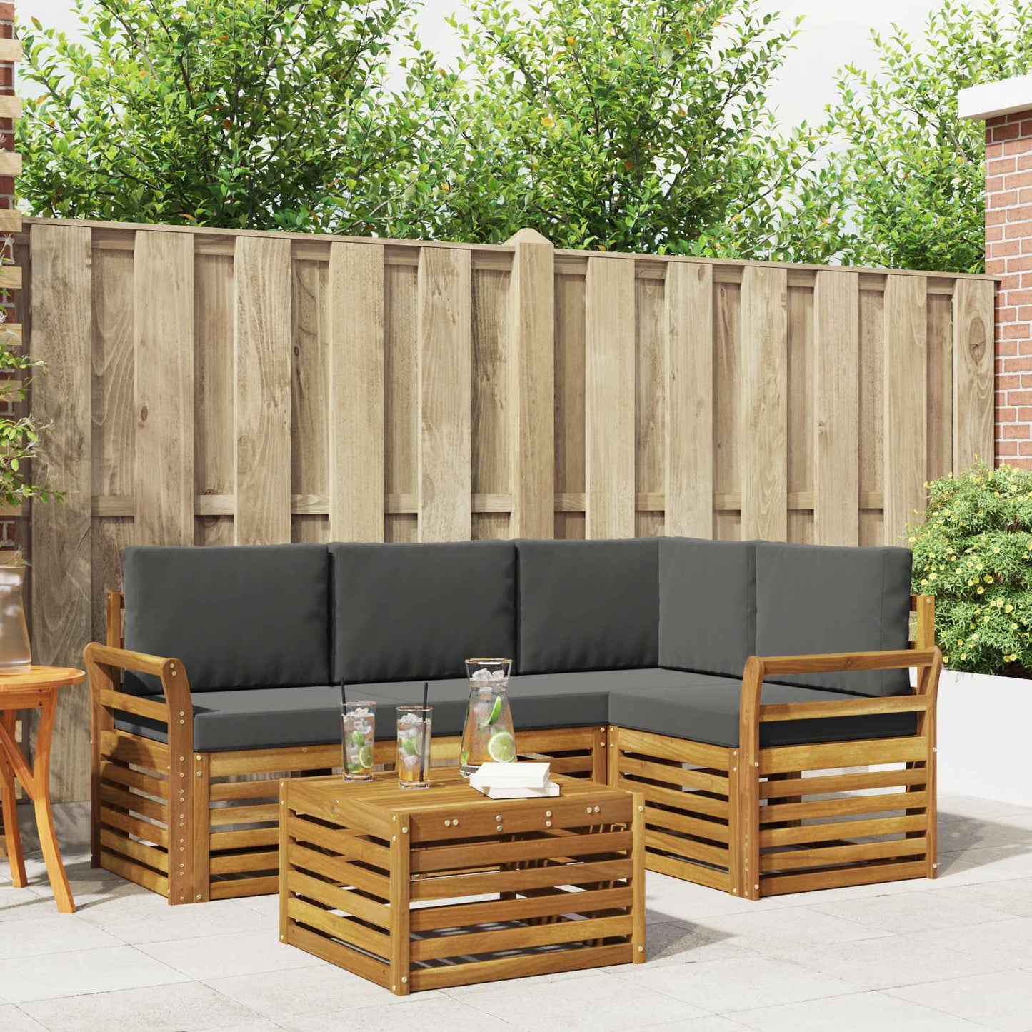 Set di Mobili 5 pcs Naturale e Antracite Legno multistrato