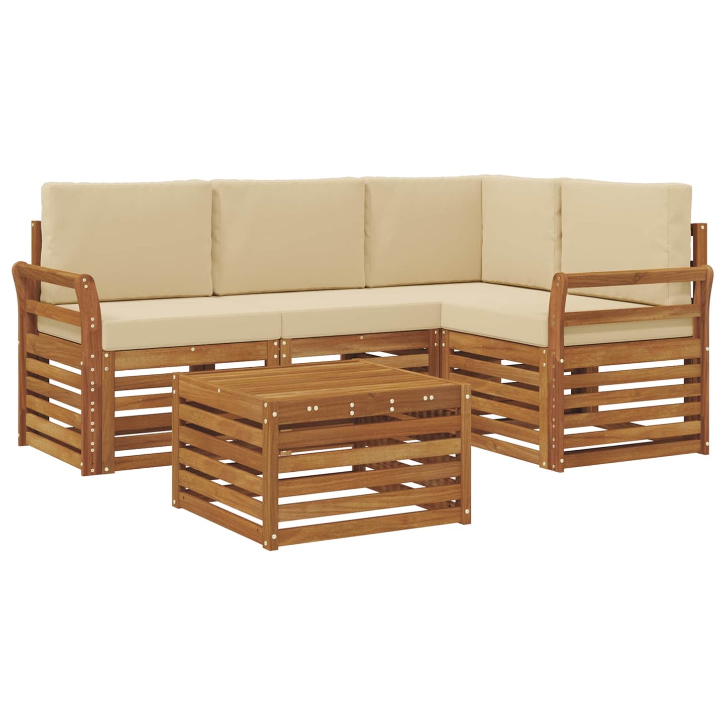 Set di Mobili 5 pcs Naturale e Beige Legno multistrato